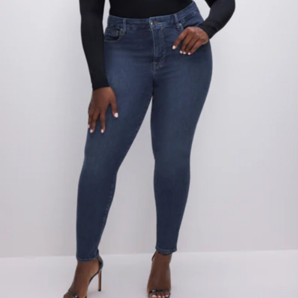 Good American Good Legs Cotton Blend High Rise Skinny Jeans Medium Dark Wash NWT